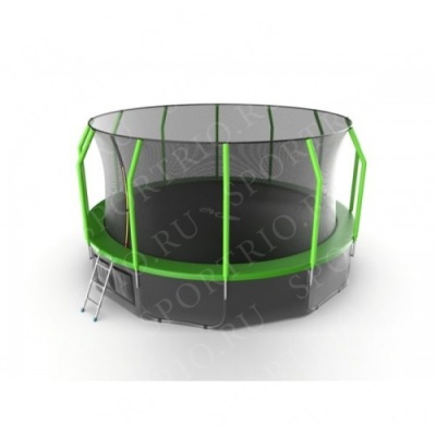 Батут EVO JUMP COSMO с внутренней сеткой и лестницей, диаметр 16ft (зеленый)